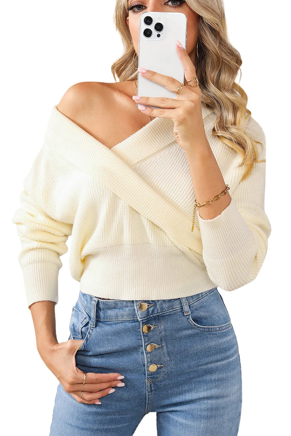 🖤 Ribbed Long Sleeve Surplice Crop Sweater: Serving Sass and Slay