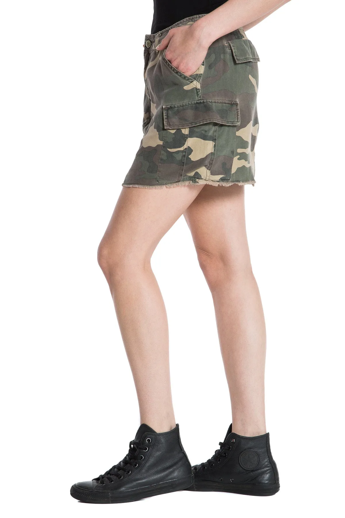 100% Silk mini skirt in Army Camo