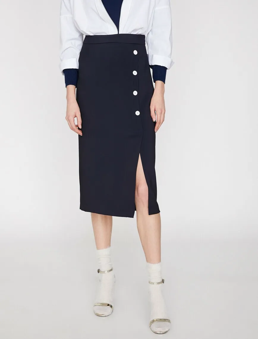 12069 Navy Midi Skirt