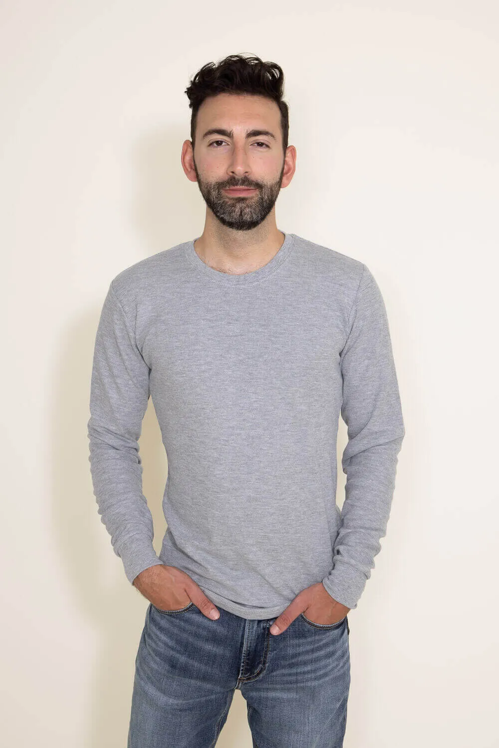 1897 Original Solid Crew Thermal Long Sleeve Shirt for Men in Grey | DLST044-HGREY