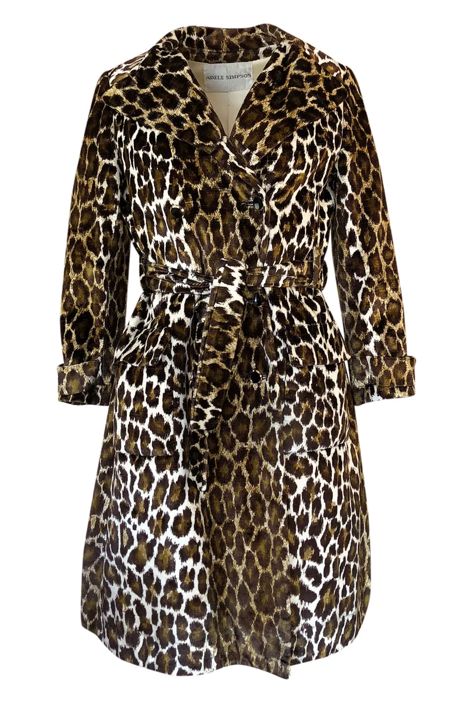 1960s Adele Simpson Amazing Quality Leopard Printed Velveteen Coat