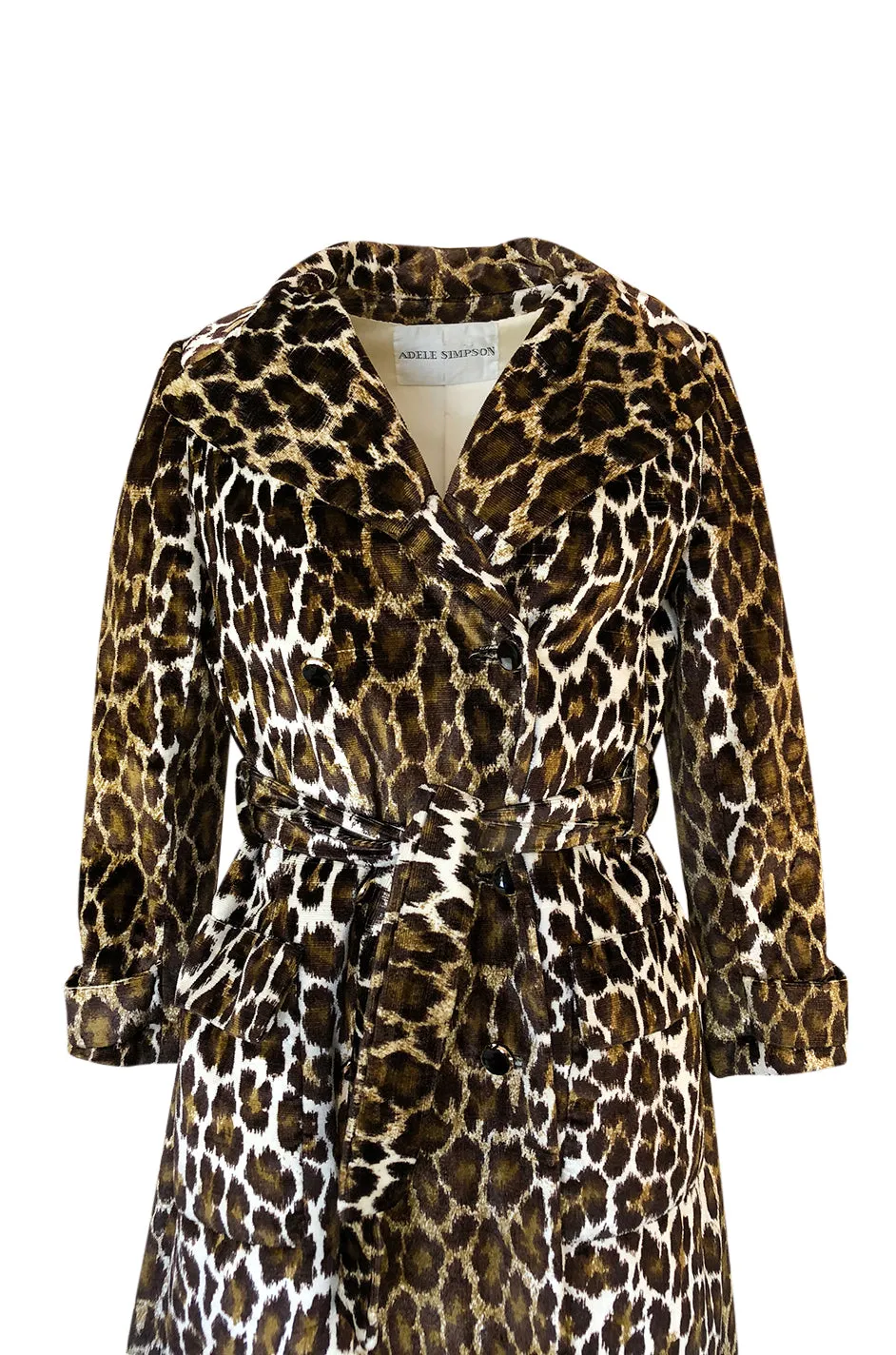 1960s Adele Simpson Amazing Quality Leopard Printed Velveteen Coat