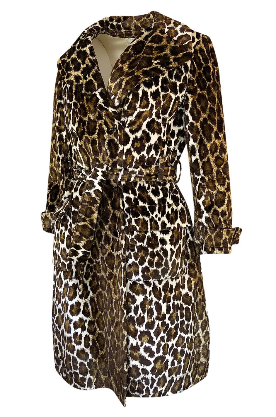 1960s Adele Simpson Amazing Quality Leopard Printed Velveteen Coat