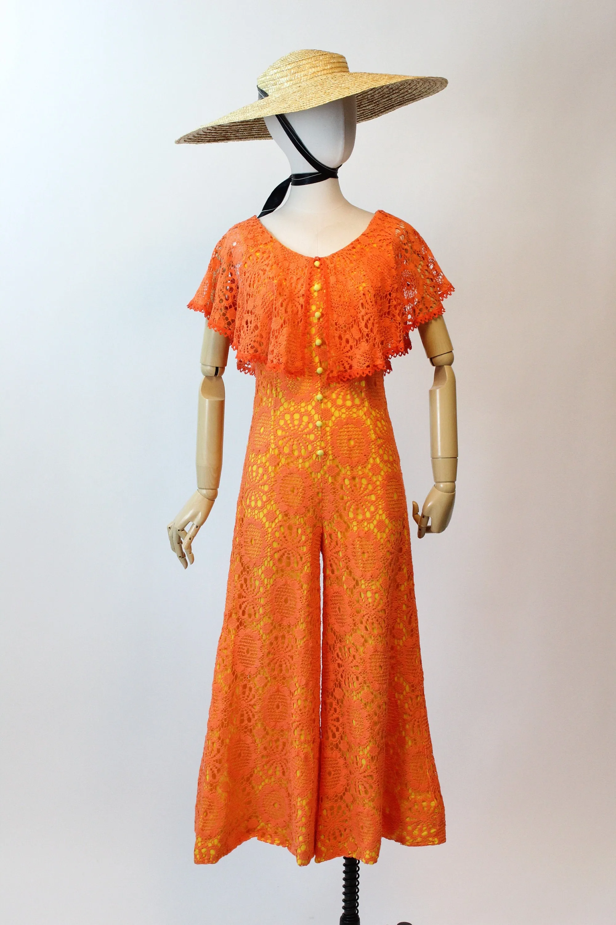 1970s CHARM of HOLLYWOOD crochet jumpsuit pants xs | new spring summer