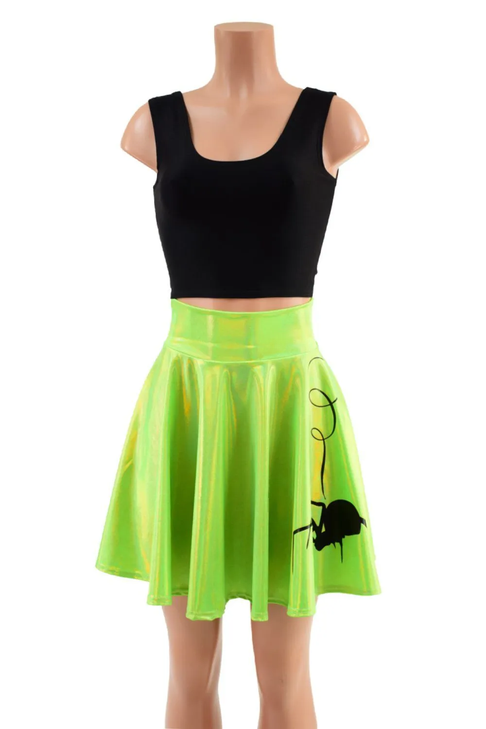 19" Lime Green Holographic Spider Skirt