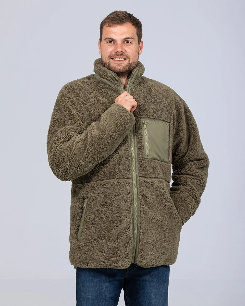 2t Eric Zip Up Tall Fleece Jacket (khaki)