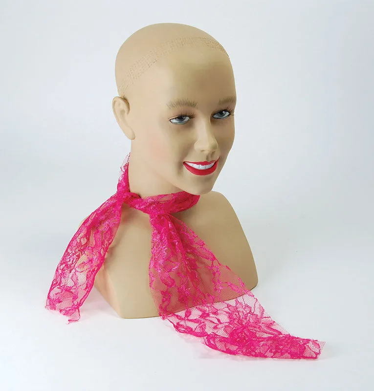 80's Neon Lace Scarf in Pink