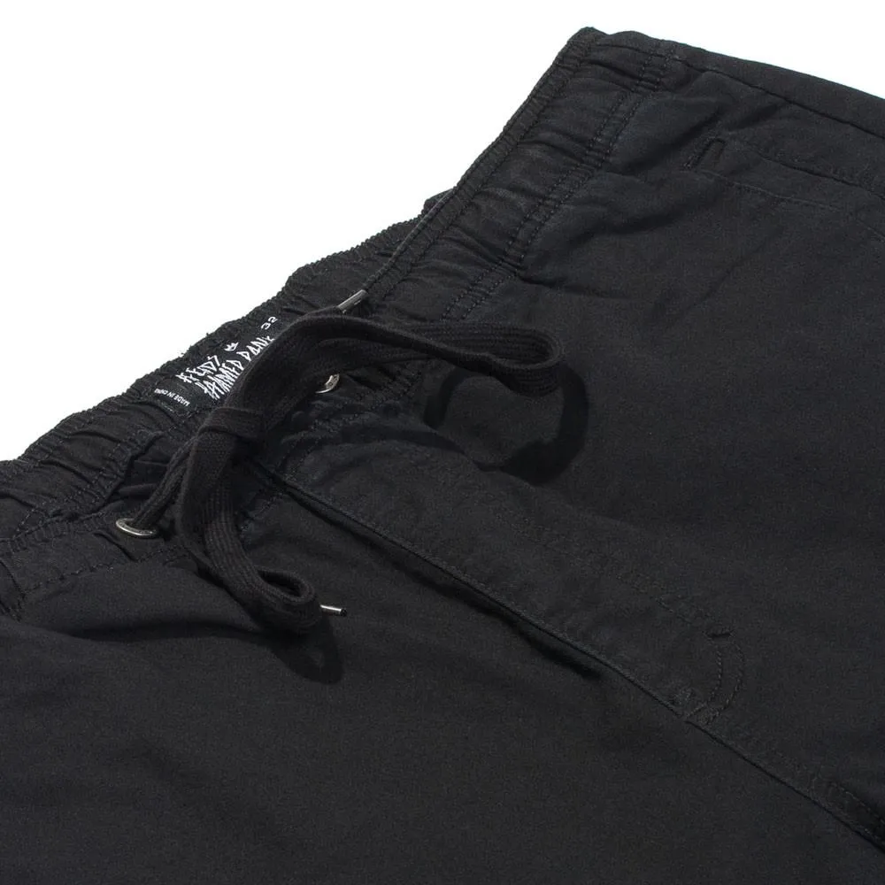 Afends Mens Hammerpants - Black - Full Elastic Drill Beach Pant