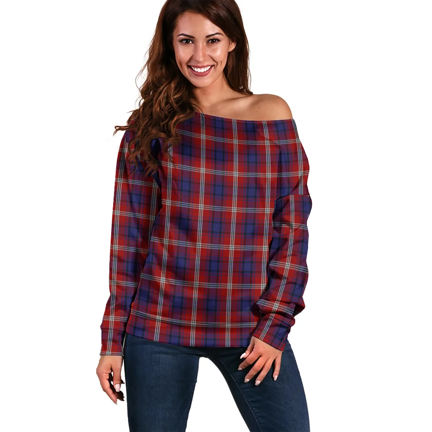 Ainslie Tartan Off Shoulder Women Sweater