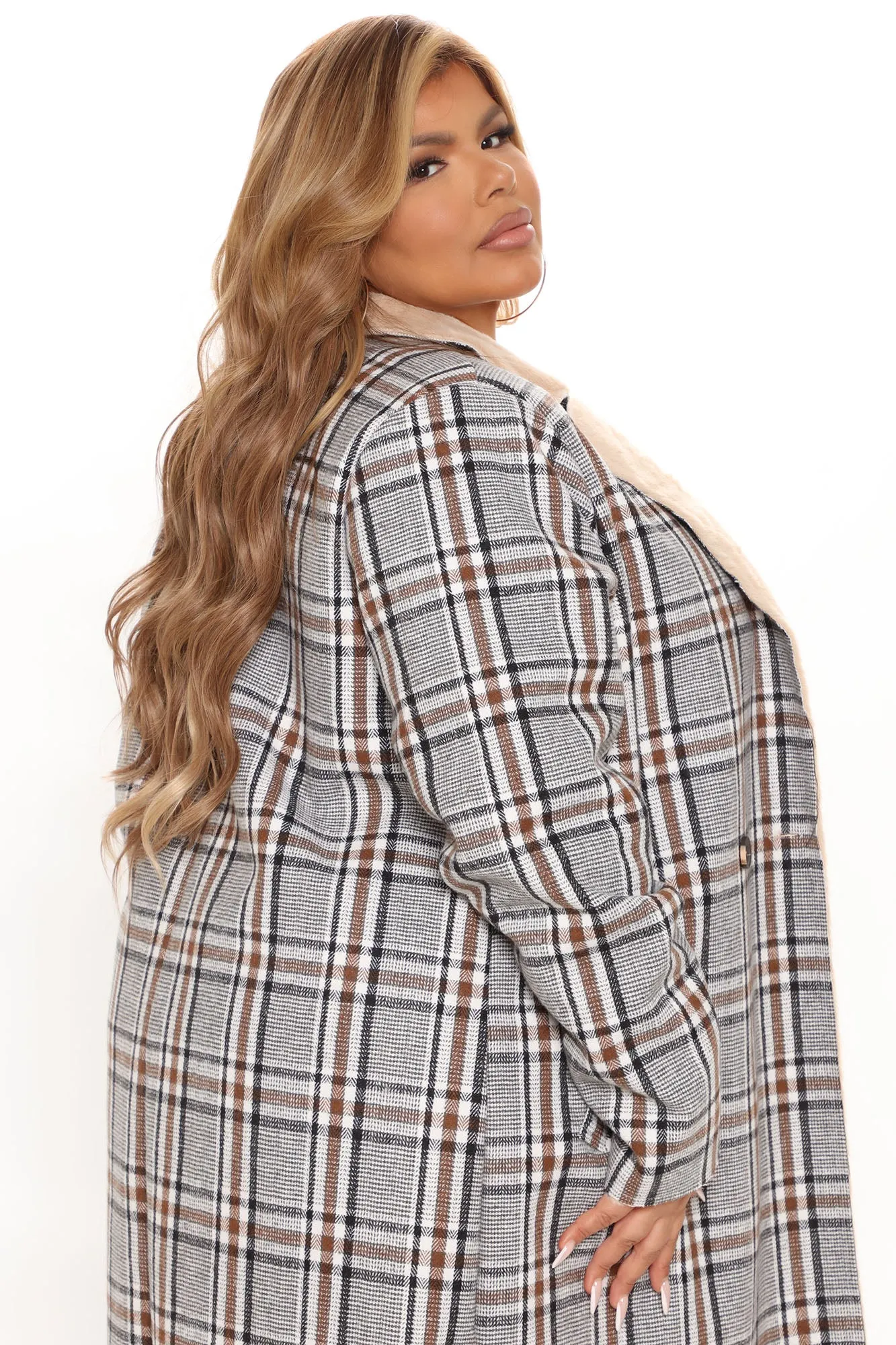 Always Ready Plaid Trench Coat - Ivory/combo