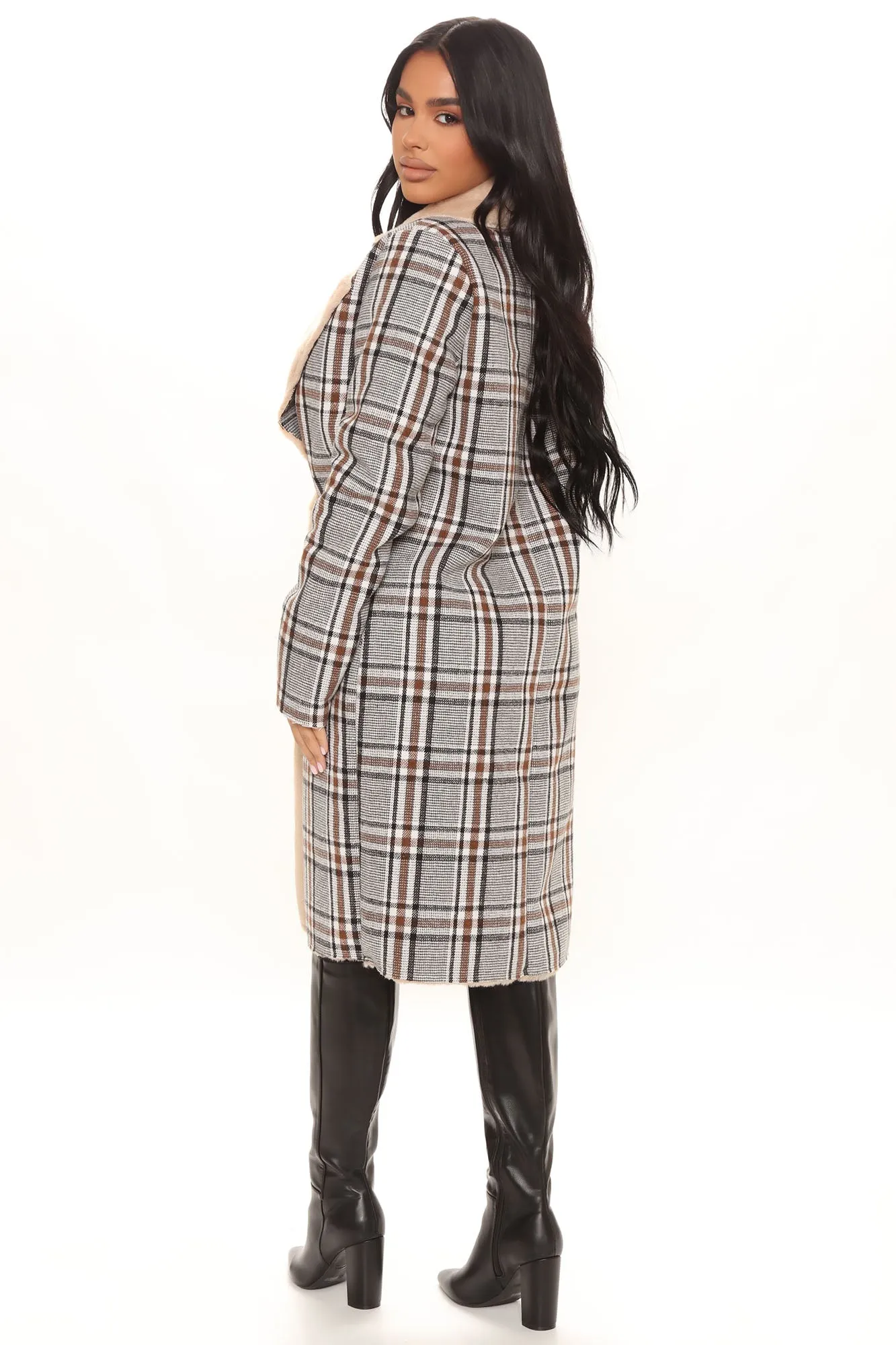 Always Ready Plaid Trench Coat - Ivory/combo