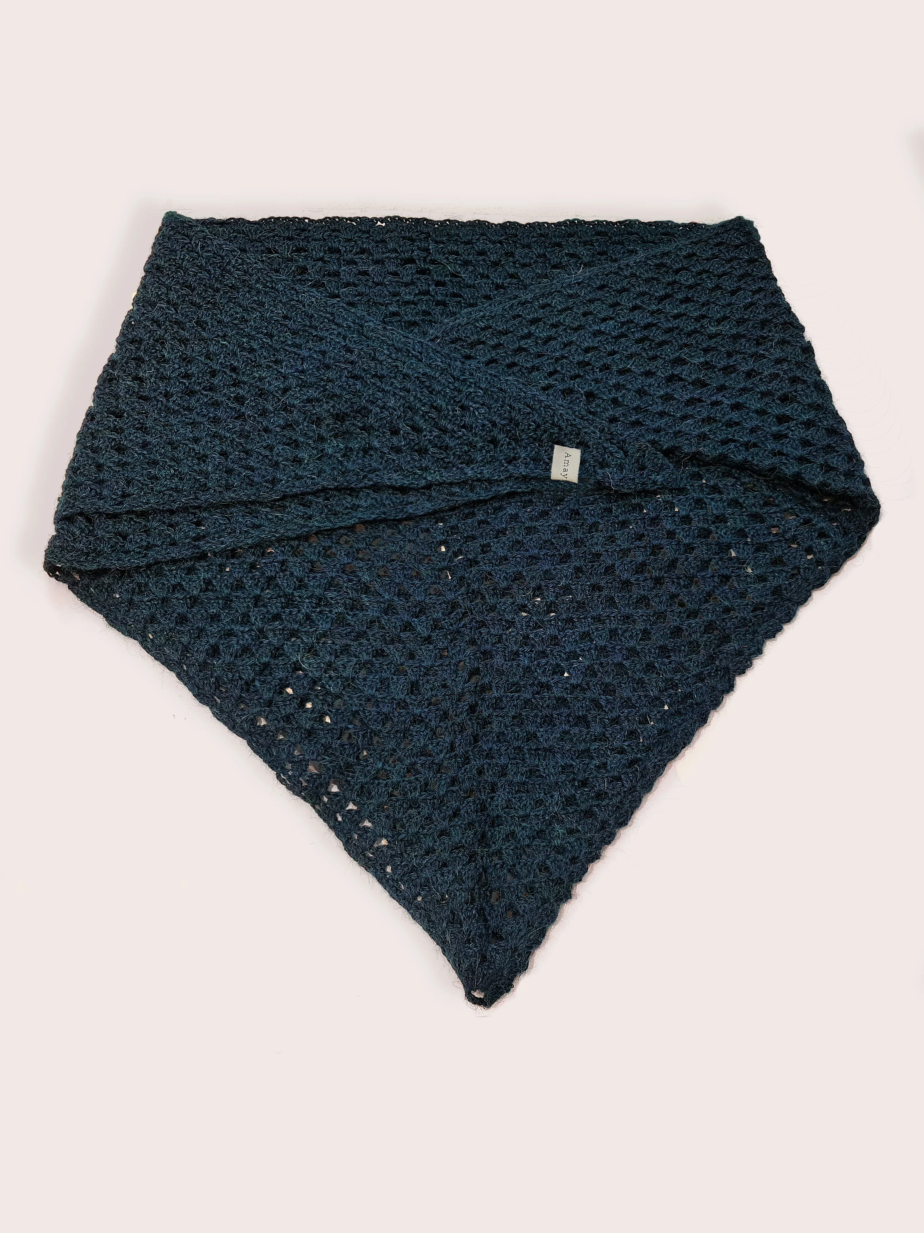 Amayi Alpaca - Crochet Wrap Scarf Dark Sea Green