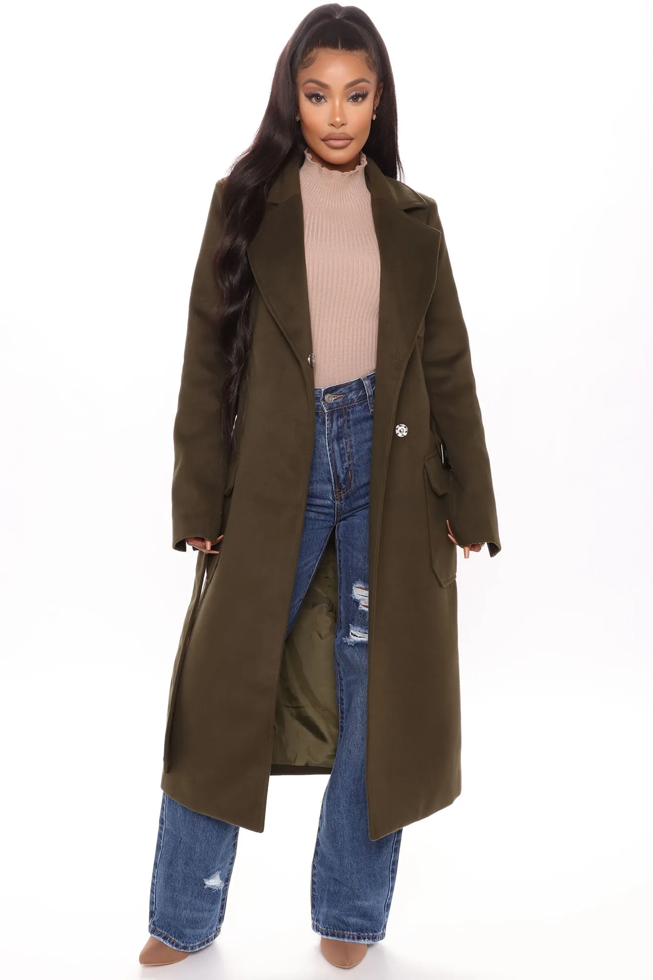 Amore Trench Coat - Olive