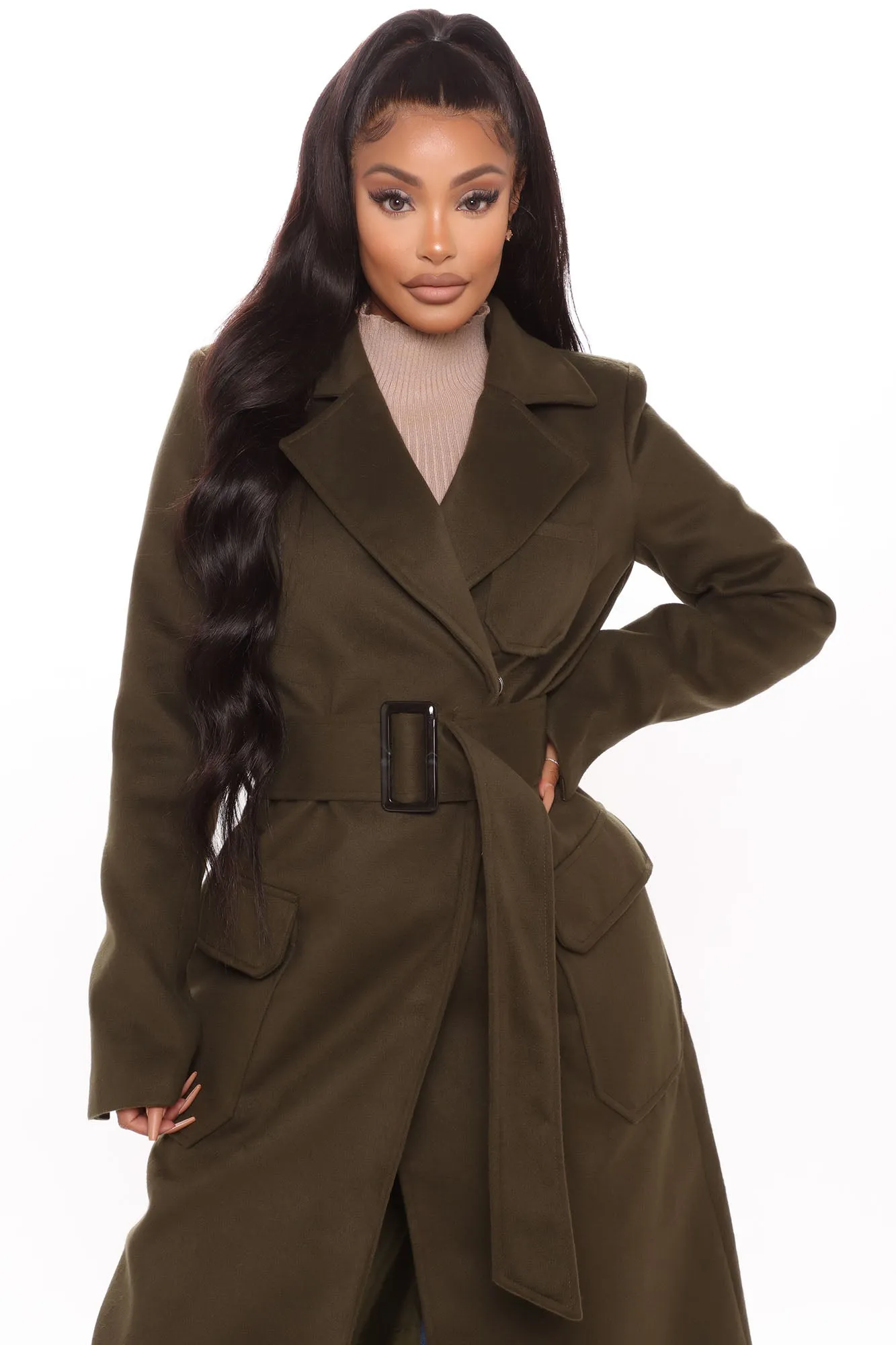 Amore Trench Coat - Olive