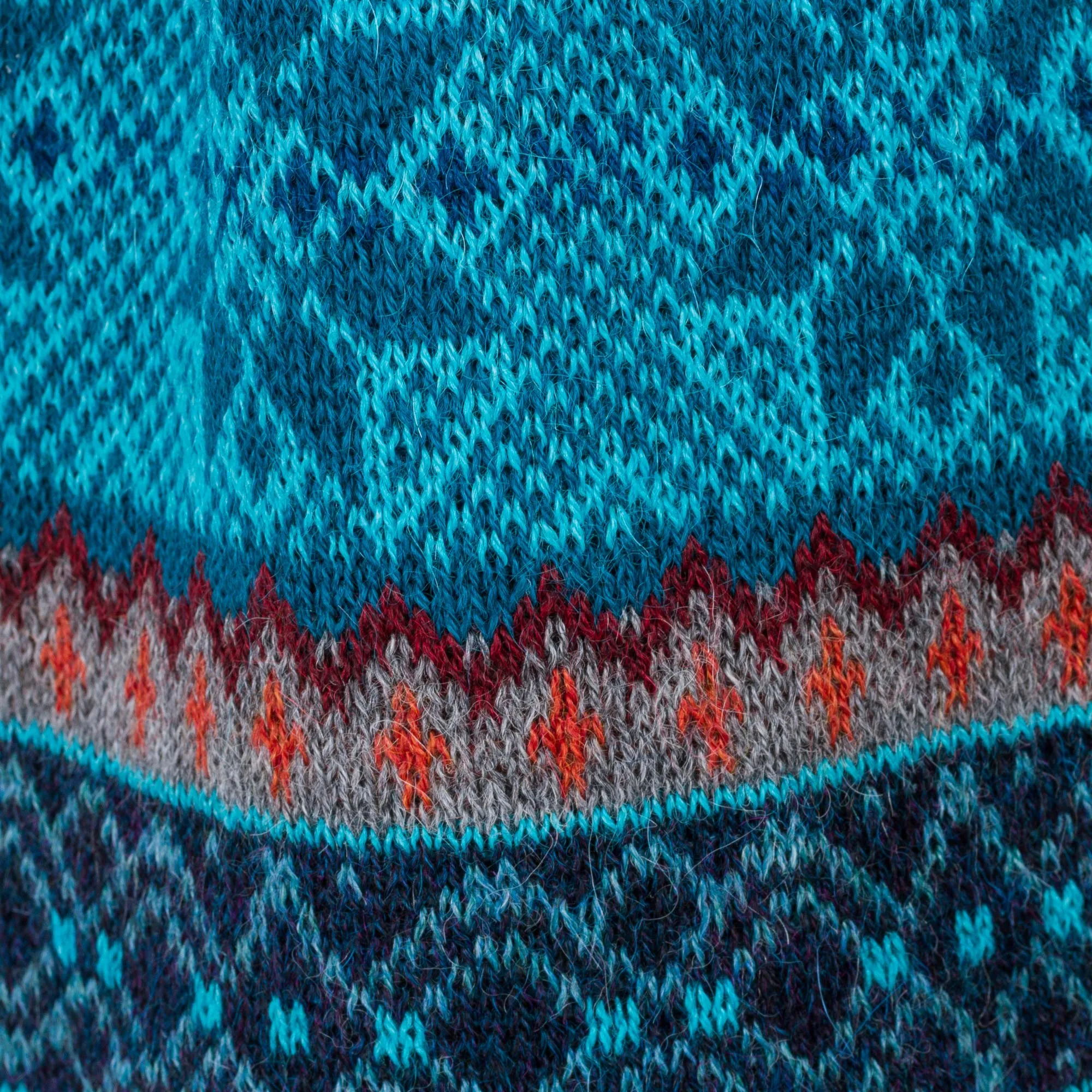 Andean Snowfall 100% Alpaca Wrap Scarf in Azure and Smoke from Peru