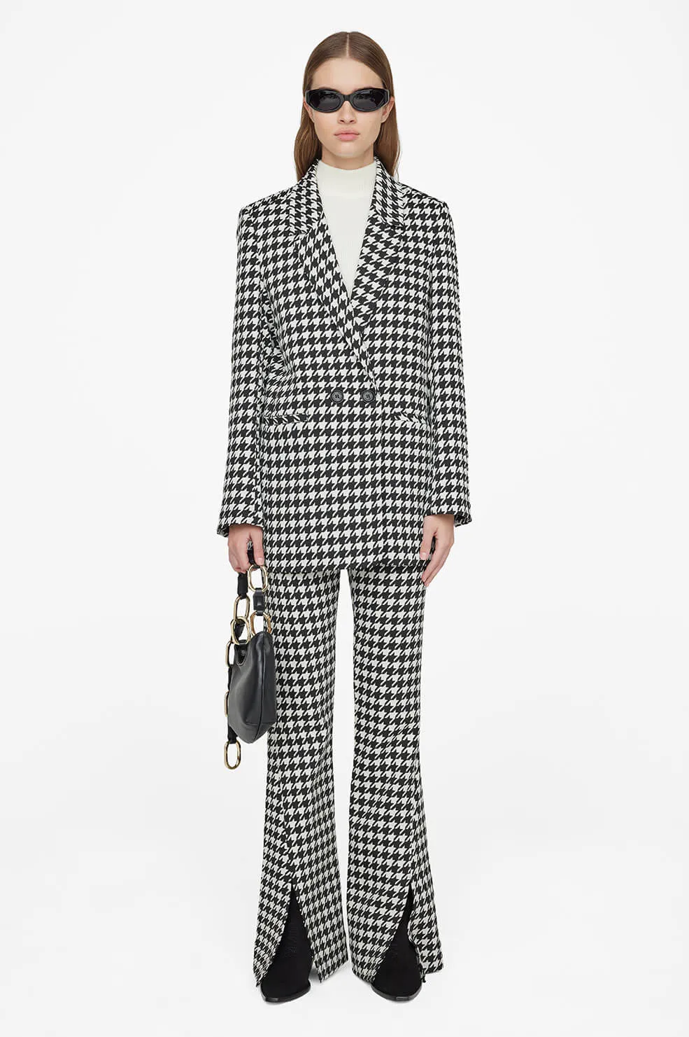 Anine Bing - Madeleine Blazer in Black and White Houndstooth