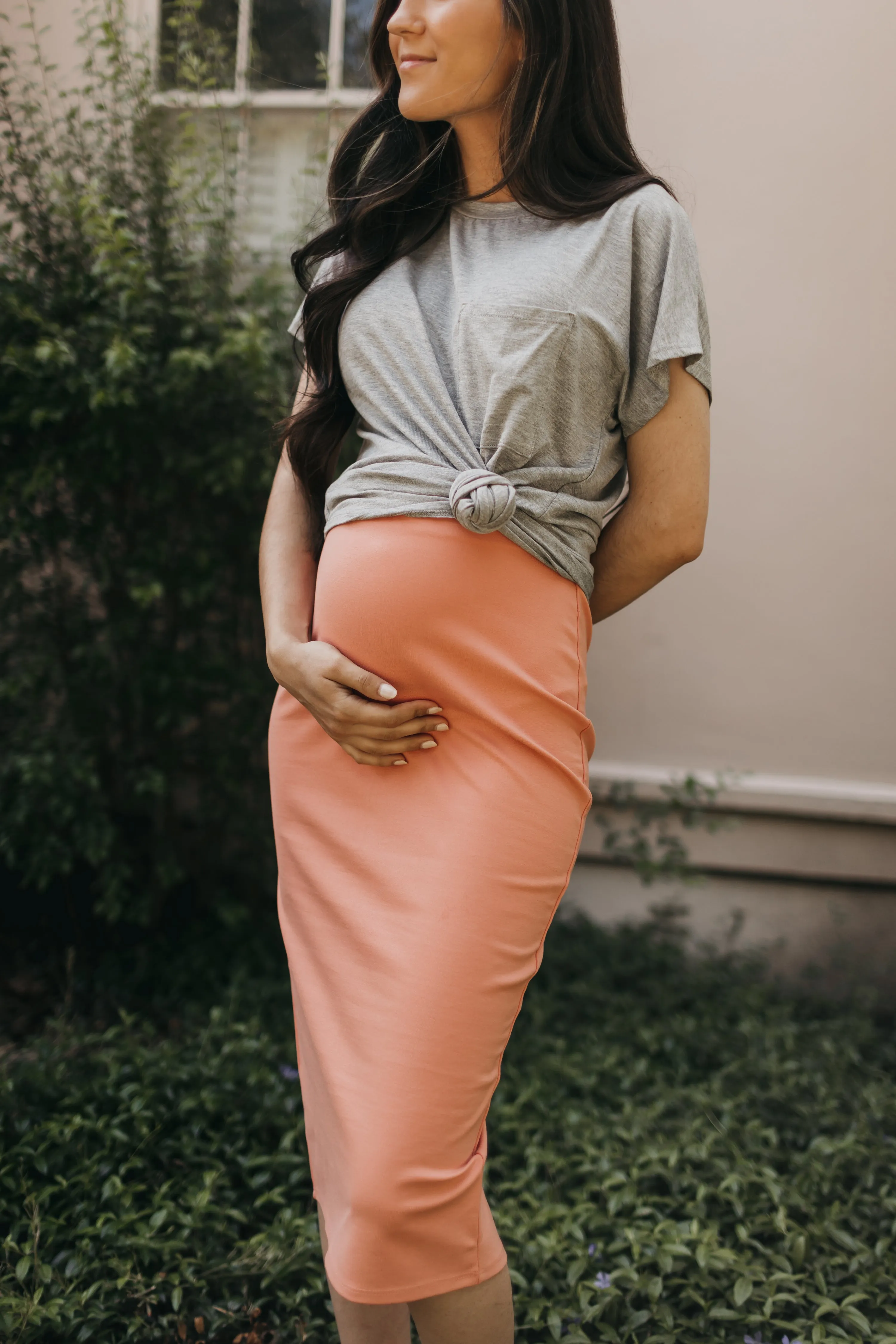 Apricot Bloom Midi Skirt