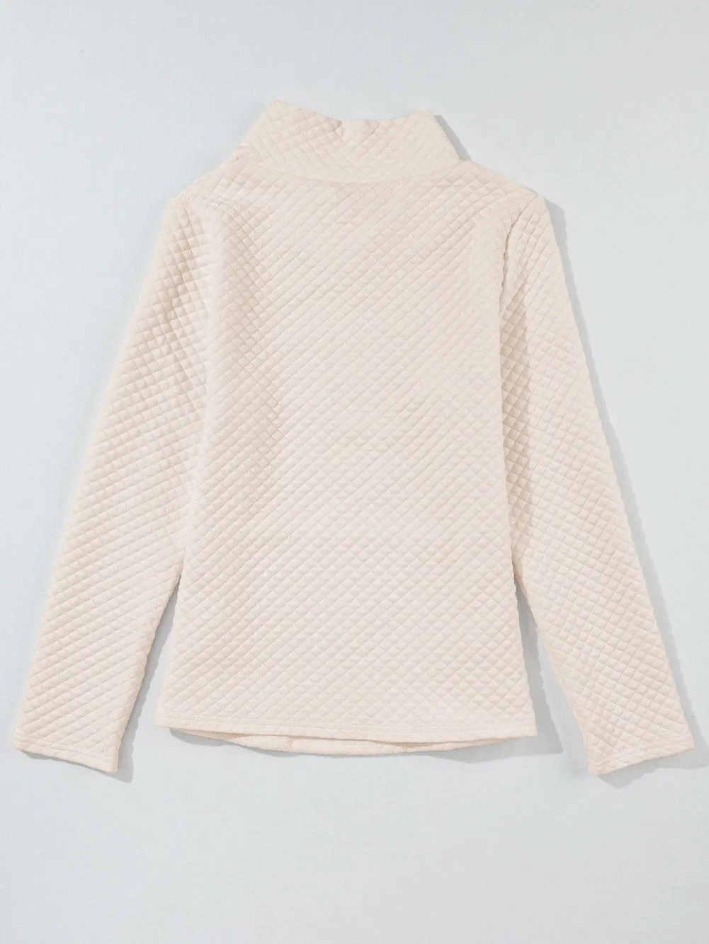 Apricot Quilted High Neck Sweatshirt with Kangaroo Pocket