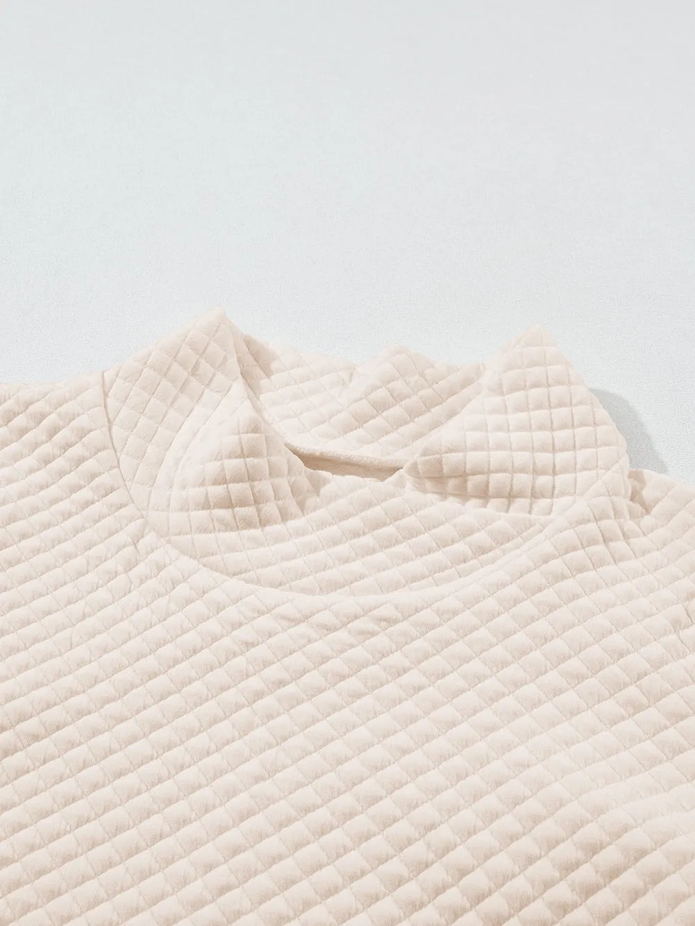 Apricot Quilted High Neck Sweatshirt with Kangaroo Pocket