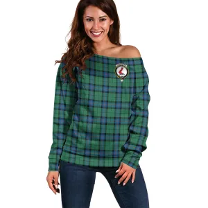 Armstrong Ancient Tartan Off Shoulder Women Sweater with Family Crest