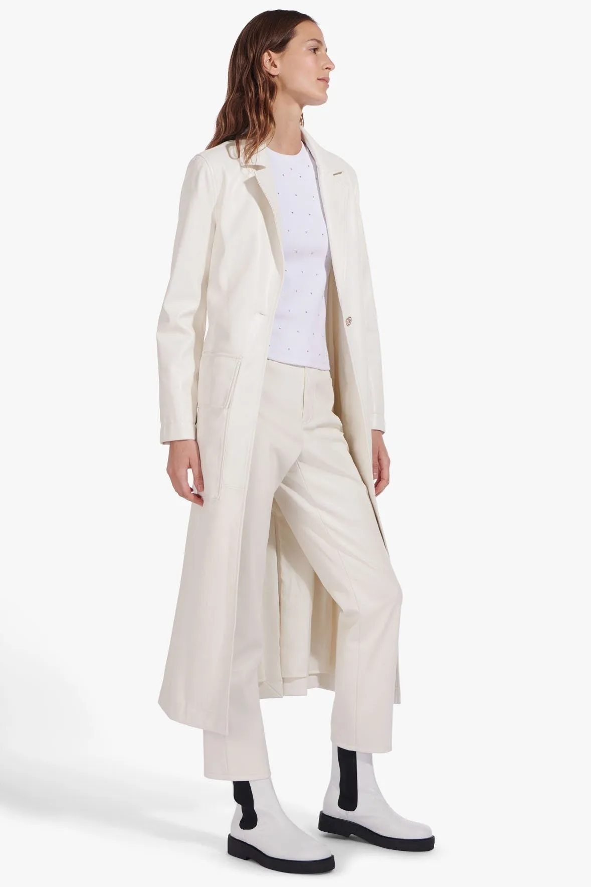 ASHLEY COAT | IVORY VEGAN LEATHER