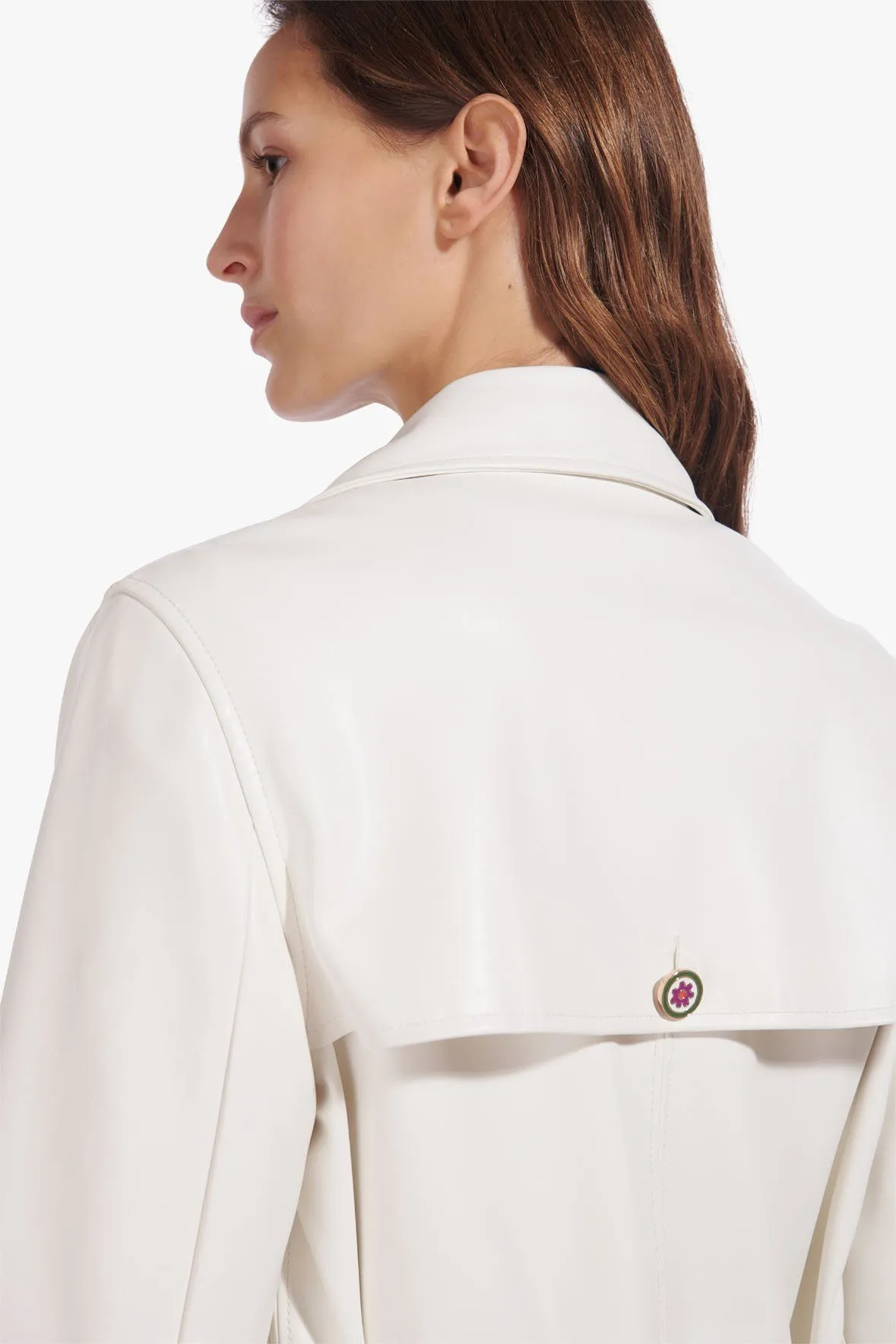 ASHLEY COAT | IVORY VEGAN LEATHER