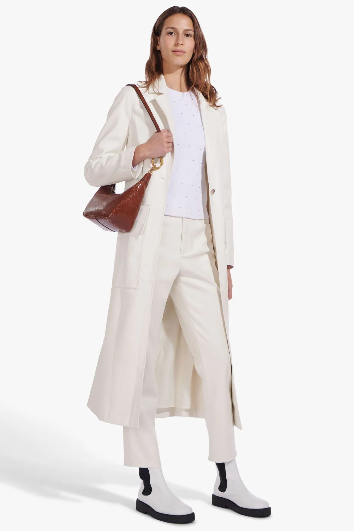 ASHLEY COAT | IVORY VEGAN LEATHER