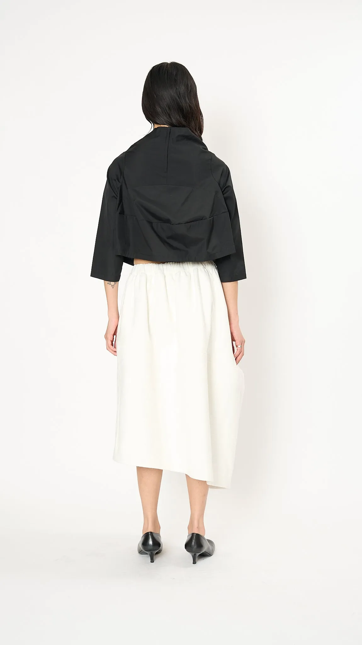 Asymmetric Midi Skirt in White