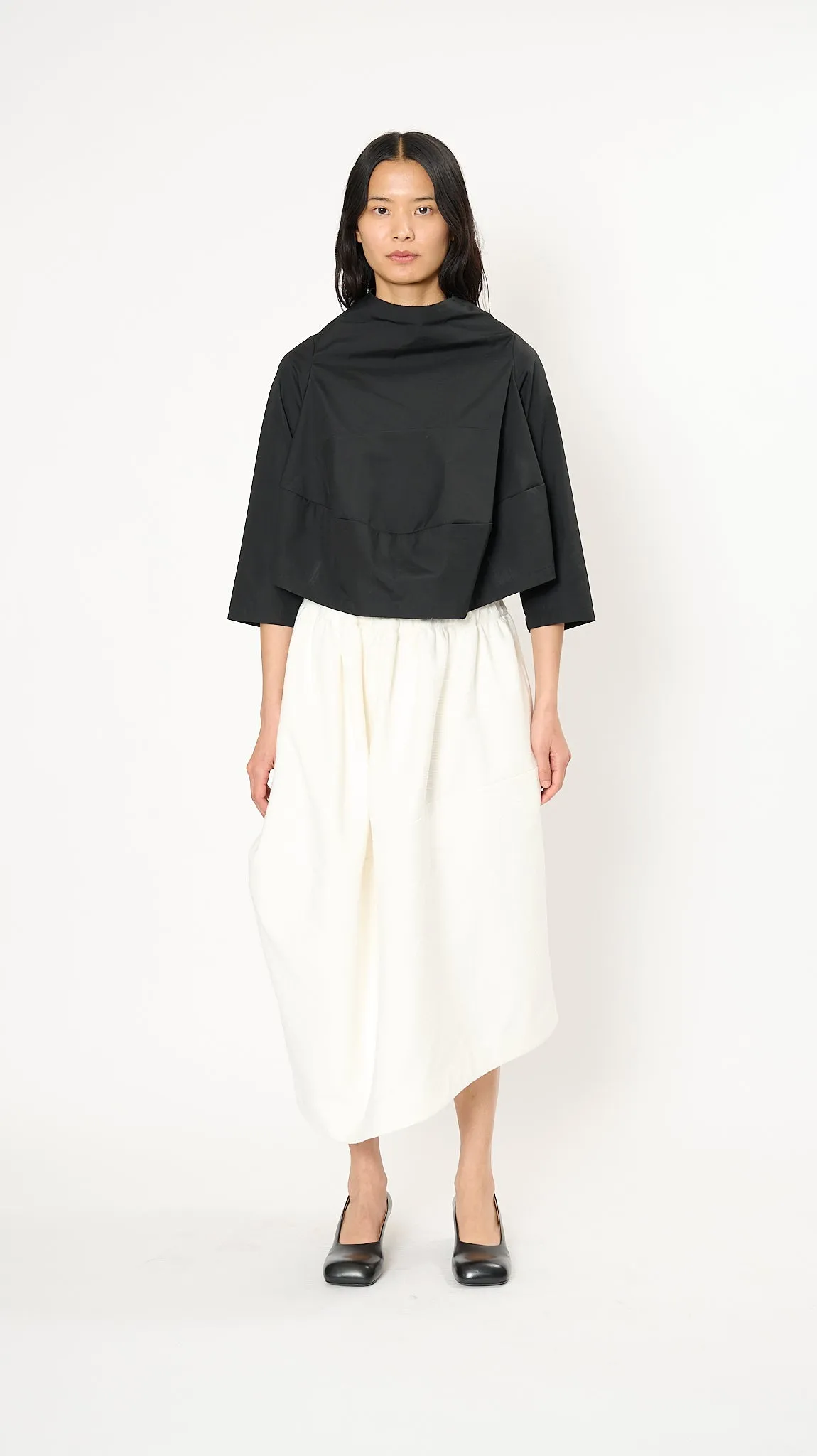 Asymmetric Midi Skirt in White