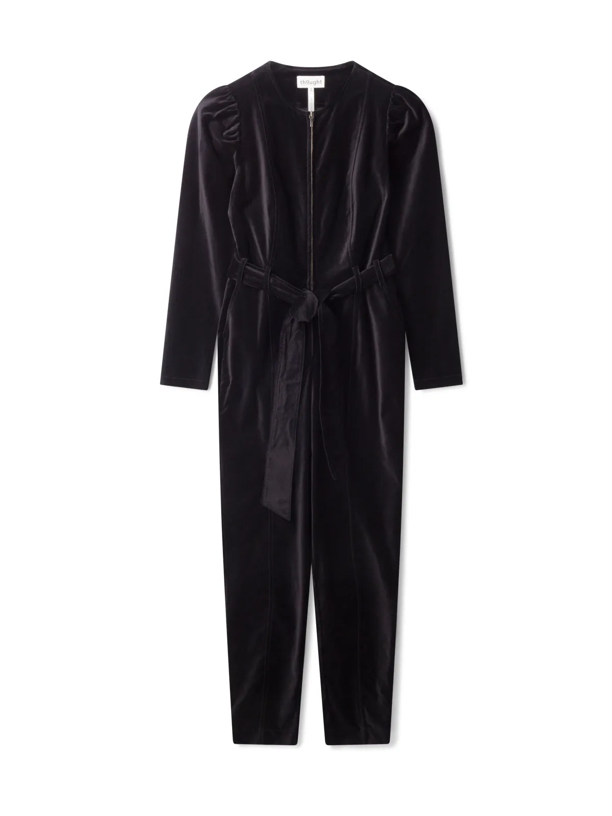 Aubrie Organic Cotton Velvet Jumpsuit - Black