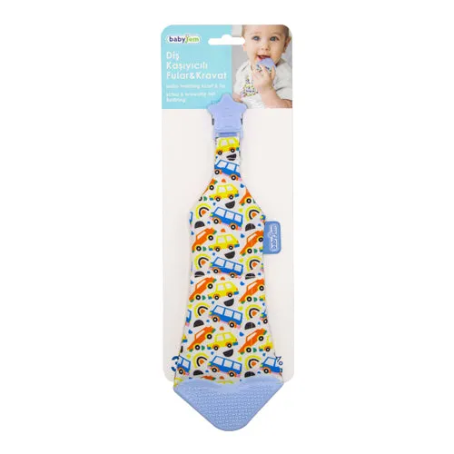 Babyjem Baby Teething Scarf & Tie, 3  Months, Blue/Red