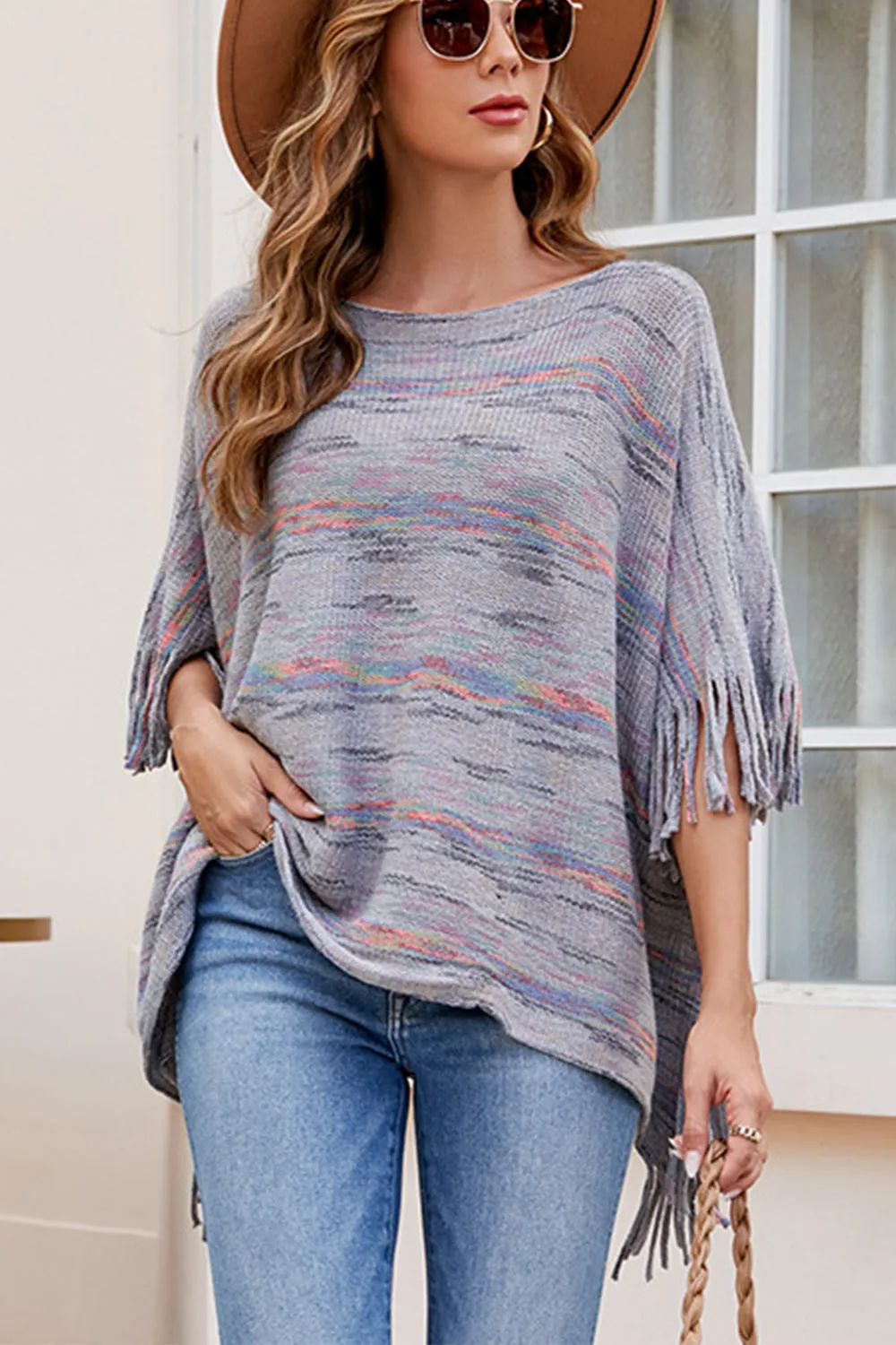 Bailey Fringe Detail Sleeve Poncho