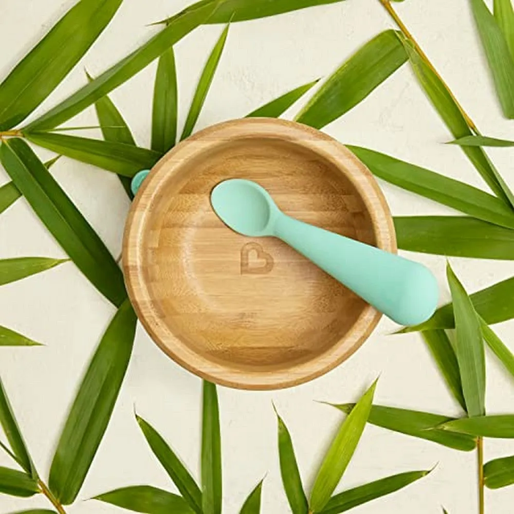 Bamboo Bowl & Silicone Spoon Set