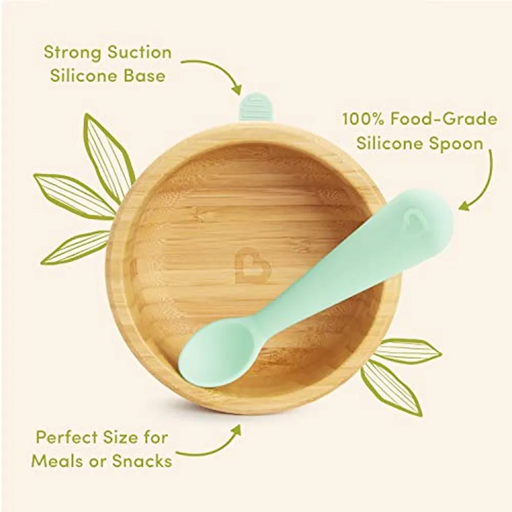 Bamboo Bowl & Silicone Spoon Set