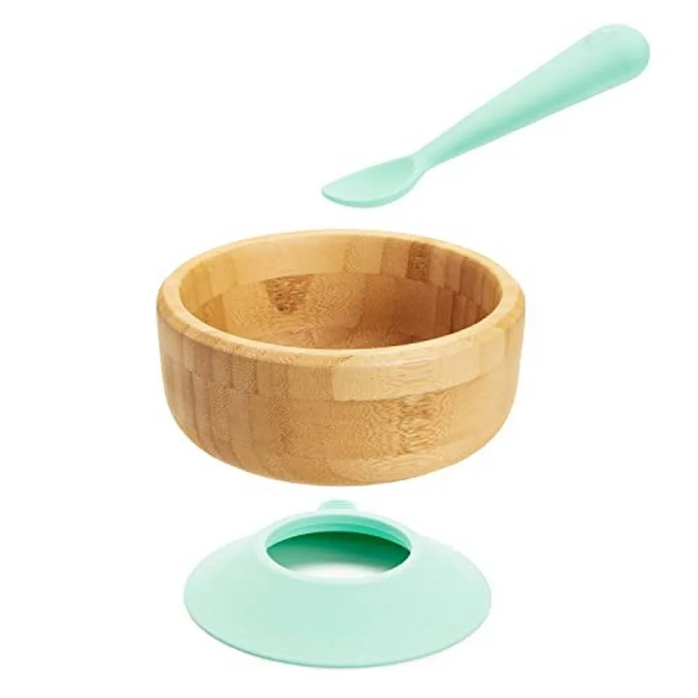 Bamboo Bowl & Silicone Spoon Set