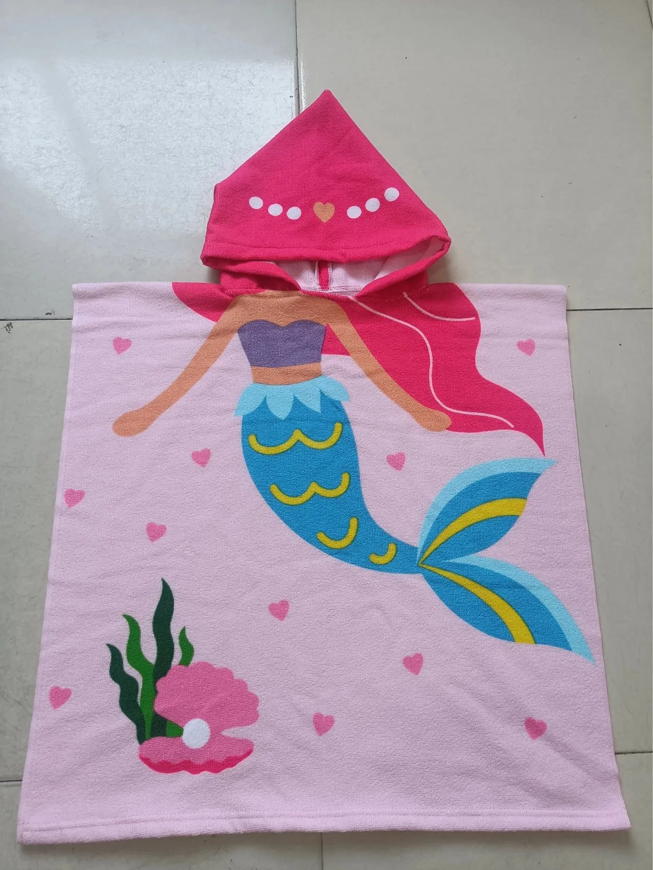 Beach Towel For Kids Hooded Bath Towel Poncho Kids Towel Microfiber Baby Towel For Girls 2-6 Years Bathroom Beach Swim Cover