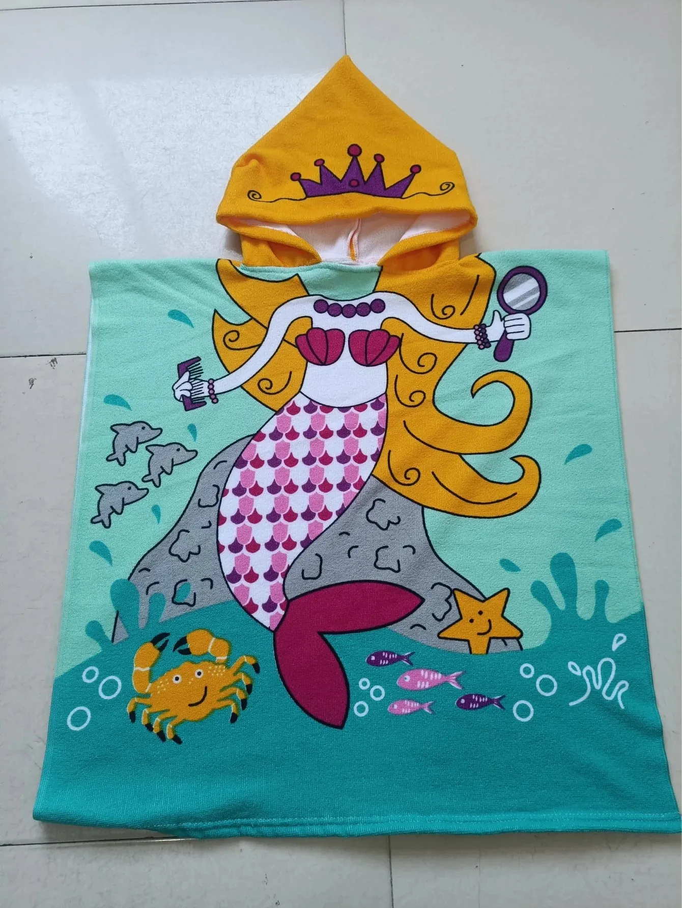 Beach Towel For Kids Hooded Bath Towel Poncho Kids Towel Microfiber Baby Towel For Girls 2-6 Years Bathroom Beach Swim Cover