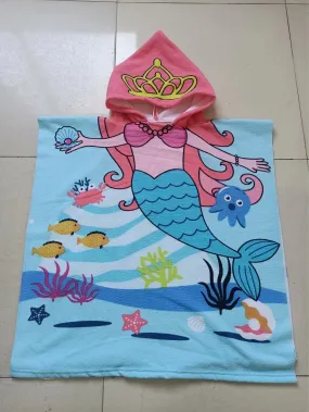 Beach Towel For Kids Hooded Bath Towel Poncho Kids Towel Microfiber Baby Towel For Girls 2-6 Years Bathroom Beach Swim Cover