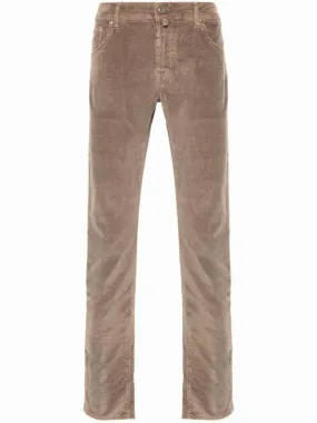 Beige Cotton Blend Corduroy Jeans