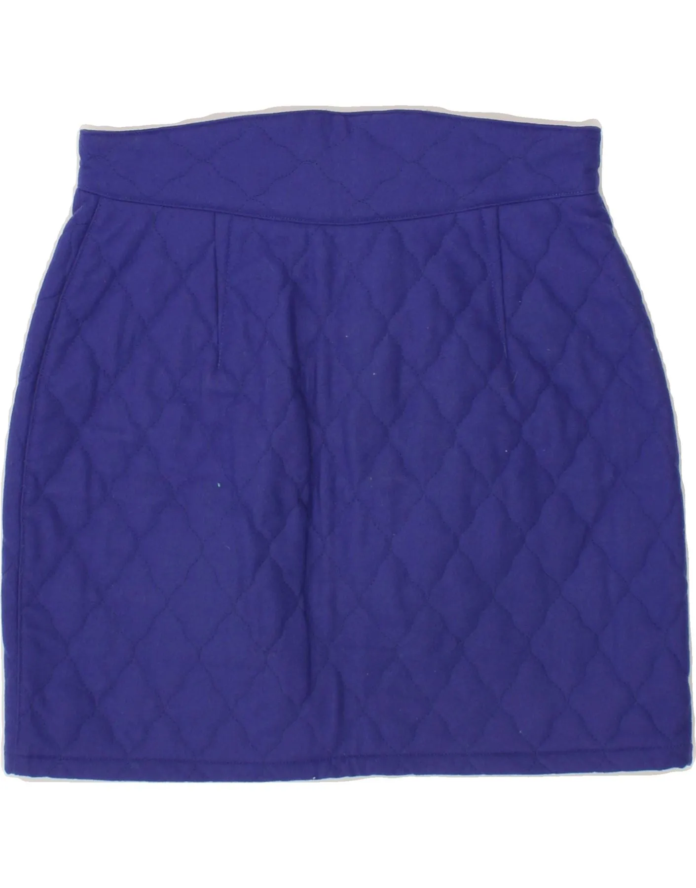 BENETTON Womens Quilted Pencil Skirt IT 46 Large W30 Blue Wool