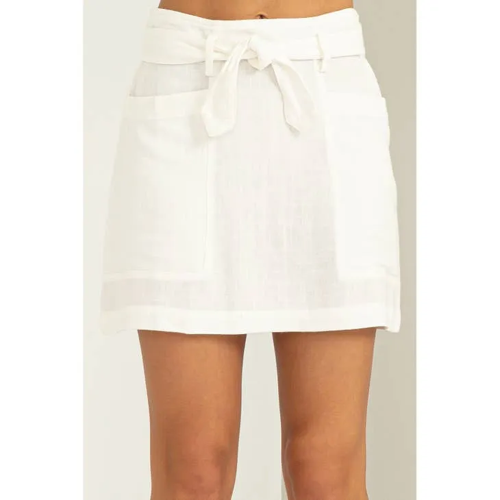 Better Days Tie-Belt Mini Skirt