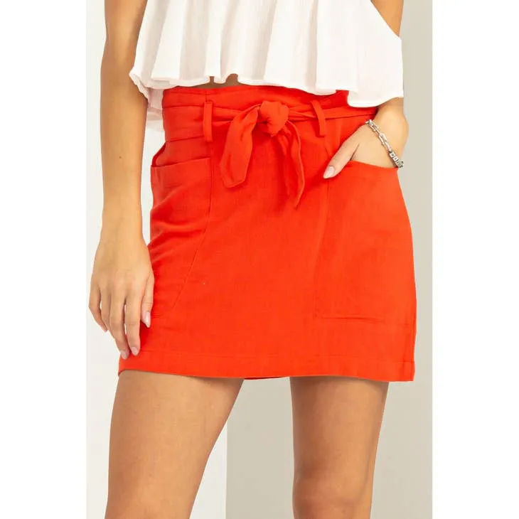 Better Days Tie-Belt Mini Skirt