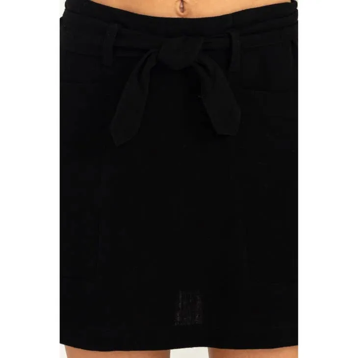 Better Days Tie-Belt Mini Skirt