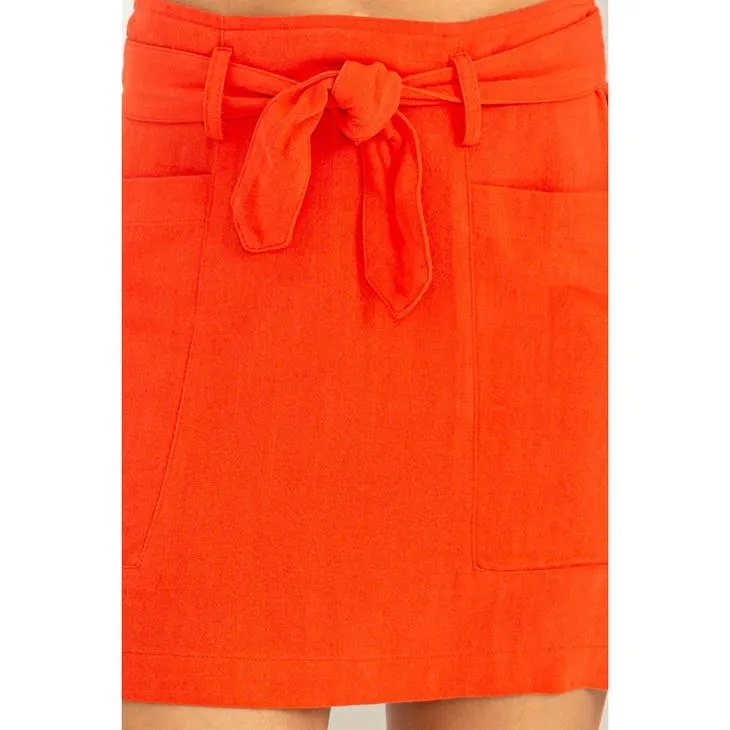 Better Days Tie-Belt Mini Skirt