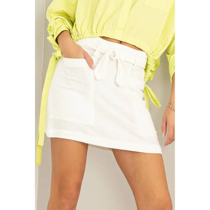 Better Days Tie-Belt Mini Skirt