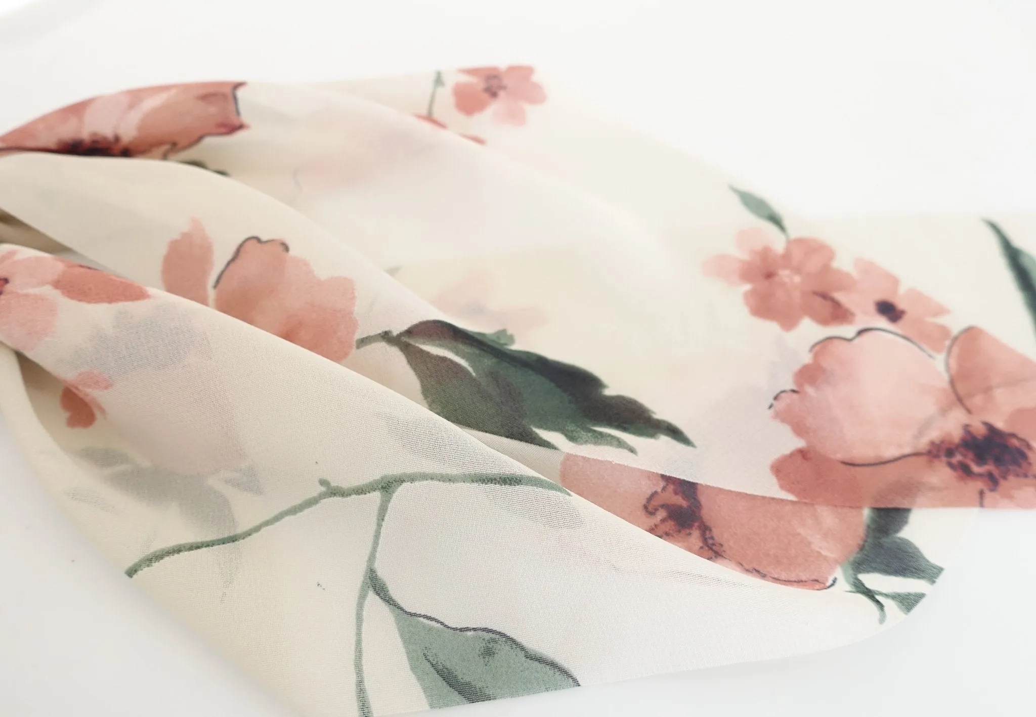 big flower plant print long tail chiffon scrunchies stylish women hair elastic accessory