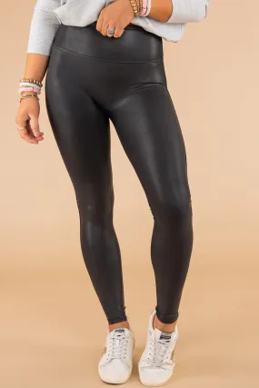 Black Faux Leather Skinny Leggings – High Waist Sculpting Fit | Gothic Outlaws 🔥