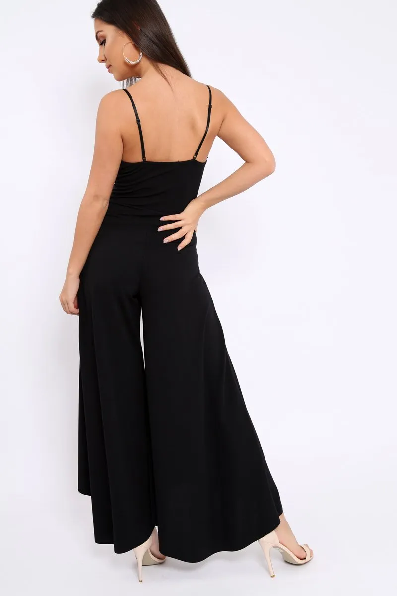 Black Split Flared Jumpsuit - Francisca