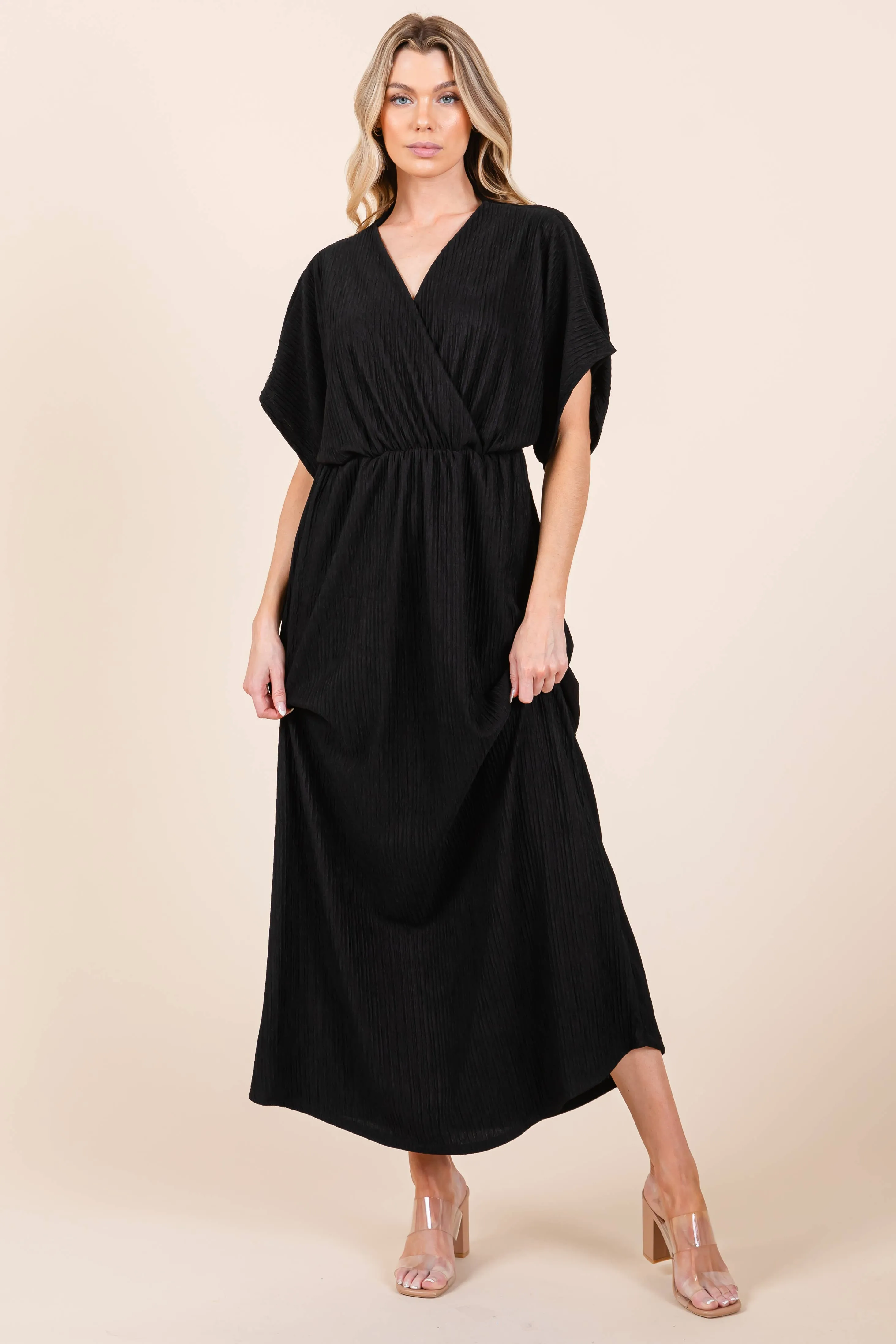 Black Surplice Maxi Dress