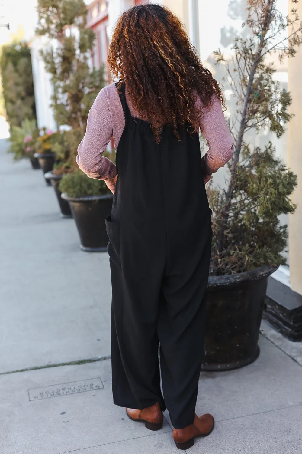 Black Wide Leg Adjustable Baggy Jumpsuit